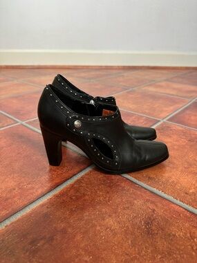 Harley-Davidson Black Studded Cutout Heel Booties